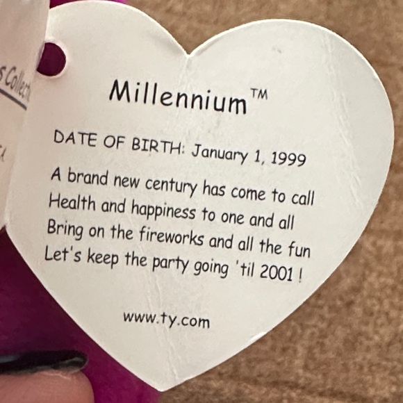 Ty Beanie Babies Magenta Bear Plush Toy - Picture 5 of 10